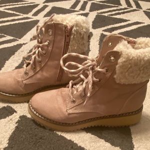 Blush/tan winter boots girls size 13.5